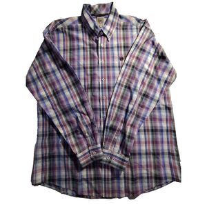 Cinch Purple Plaid Men's Large  Button Down Long Sleeve Shirt‎ New NWOT